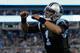 CHARLOTTE, NC - JANUARY 03: Cam Newton #1 of the Carolina Panthers celebrates a 4th quarter touchdown against the Tampa Bay Buccaneers during their game at Bank of America Stadium on January 3, 2016 in Charlotte, North Carolina. (Photo by Streeter Leck