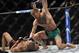 Kavanagh's pupil, Conor McGregor, prepares to deliver a hammerfist to the unconscious Jose Aldo.