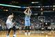MINNEAPOLIS, MN - JANUARY 6: Jusuf Nurkic #23 of the Denver Nuggets shoots the ball against the Minnesota Timberwolves on January 6, 2016 at Target Center in Minneapolis, Minnesota. NOTE TO USER: User expressly acknowledges and agrees that, by downloadi