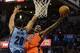 Jan 6, 2016; Oklahoma City, OK, USA; Oklahoma City Thunder forward Kevin Durant (35) shoots the ball around Memphis Grizzlies center Ryan Hollins (20) during the second quarter at Chesapeake Energy Arena. Mandatory Credit: Mark D. Smith-USA TODAY Sports