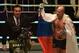 SAITAMA, JAPAN - DECEMBER 31: Fedor Emelianenko of Russia celebrates his victory with Hiroshi Hase the Minister of Education,Culture,Sports,Science and Technology Japan in the bout Rizin Fighting World Grand Prix against Singh Jaideep of India during th