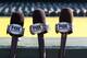 OAKLAND, CA - APRIL 29: Detailed view of Fox Sports microphones outside the dugout before the game between the Oakland Athletics and the Los Angeles Angels of Anaheim at O.co Coliseum on April 29, 2015 in Oakland, California. The Los Angeles Angels of An