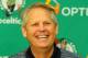 WALTHAM - JULY 15: Danny Ainge speaks at press conference announcing Keith Bogans, MarShon Brooks and Kris Humphries as a members of the Boston Celtics on July 15, 2013 at The Training Center at Healthpoint in Waltham, Massachusetts. NOTE TO USER: User
