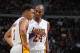 AUBURN HILLS, MI - DECEMBER 6: Kobe Bryant #24 and D'Angelo Russell #1 of the Los Angeles Lakers talk during the game against the Detroit Pistons on December 6, 2015 at The Palace of Auburn Hills in Auburn Hills, Michigan. NOTE TO USER: User expressly ac