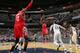MEMPHIS, TN - JANUARY 12: James Harden #13 of the Houston Rockets shoots the ball against the Memphis Grizzlies on January 12, 2016 at FedExForum in Memphis, Tennessee. NOTE TO USER: User expressly acknowledges and agrees that, by downloading and or usin