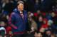 MANCHESTER, ENGLAND - JANUARY 02: Louis van Gaal Manager of Manchester United leaves the pitch after the first half during the Barclays Premier League match between Manchester United and Swansea City at Old Trafford on January 2, 2016 in Manchester, Engl