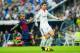 MADRID, SPAIN - OCTOBER 25: Cristiano Ronaldo of Real Madrid duels for the ball with Daniel Alves of Barcelona during the La Liga match between Real Madrid CF and FC Barcelona at Estadio Santiago Bernabeu on October 25, 2014 in Madrid, Spain. (Photo by