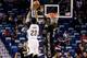 Jan 19, 2016; New Orleans, LA, USA; New Orleans Pelicans forward Anthony Davis (23) shoots over Minnesota Timberwolves forward Kevin Garnett (21) during the first quarter of a game at the Smoothie King Center. Mandatory Credit: Derick E. Hingle-USA TODAY