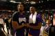 SACRAMENTO, CA - JANUARY 07: Kobe Bryant #24 of the Los Angeles Lakers shakes hands with Rudy Gay #8 of the Sacramento Kings after the Lakers game against the Sacramento Kings at Sleep Train Arena on January 7, 2016 in Sacramento, California. NOTE TO US