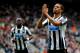NEWCASTLE, ENGLAND- May 03: Loic Remy of Newcastle celebrates scoring during the Barclays Premier League match between Newcastle United and Cardiff City at St. James' Park on May 03, 2014 in Newcastle upon Tyne, England. (Photo by Richard Sellers/Getty