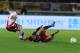 YOKOHAMA, JAPAN - DECEMBER 20: Leonardo Pisculichi of River Plate fouls Neymar of FC Barcelona during the FIFA Club World Cup Final Match between FC Barcelona and River Plate at International Stadium Yokohama on December 20, 2015 in Yokohama, Japan. (Ph