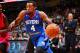 DES MOINES, IA - JANUARY 23: Jordan McRae #4 of the Delaware 87ers drives along the baseline against the Iowa Energy in an NBA D-League game on January 23, 2016 at the Wells Fargo Arena in Des Moines, Iowa. NOTE TO USER: User expressly acknowledges and a