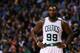 BOSTON, MA - DECEMBER 30: Jae Crowder #99 of the Boston Celtics looks on during the third quarter against the Los Angeles Lakers at TD Garden on December 30, 2015 in Boston, Massachusetts. NOTE TO USER: User expressly acknowledges and agrees that, by do