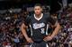 SACRAMENTO, CA - JANUARY 9: Rudy Gay #8 of the Sacramento Kings looks on during the game against the Golden State Warriors on January 9, 2016 at Sleep Train Arena in Sacramento, California. NOTE TO USER: User expressly acknowledges and agrees that, by dow