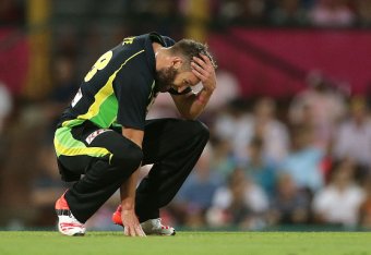 SYDNEY, AUSTRALIA - JANUARY 31:  Andrew Tye of Australia reacts during the International Twenty20 match between Australia and India at Sydney Cricket Ground on January 31, 2016 in Sydney, Australia.  (Photo by Mark Metcalfe/Getty Images)