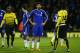 WATFORD, ENGLAND - FEBRUARY 03: Diego Costa of Chelsea clashes with Juan Carlos Paredes of Watford during the Barclays Premier League match between Watford and Chelsea at Vicarage Road on February 3, 2016 in Watford, England. (Photo by Richard Heathcote