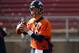 STANFORD, CA - FEBRUARY 04: Peyton Manning #18 of the Denver Broncos looks to pass the ball during practice at Stanford Stadium on February 4, 2016 in Stanford, California. The Broncos will play the Carolina Panthers in Super Bowl 50 on February 7, 2016.