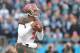 CHARLOTTE, NC - JANUARY 03: Jameis Winston #3 of the Tampa Bay Buccaneers in action against the Carolina Panther during their game at Bank of America Stadium on January 3, 2016 in Charlotte, North Carolina. The Panthers won 38-10 to clinch home field adv