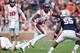 AUBURN, AL - OCTOBER 31: Laquon Treadwell #1 of the Ole Miss Rebels runs after a reception during a game against the Auburn Tigers at Jordan-Hare Stadium on October 31, 2015 in Auburn, Alabama. Ole Miss defeated Auburn 27-19. (Photo by Joe Robbins/Getty I