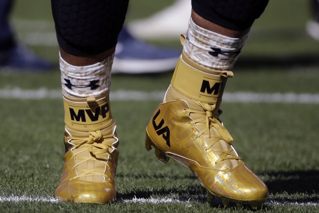 Cam Newton Wears 'MVP' Cleats Featuring His Stats Before Super Bowl 50