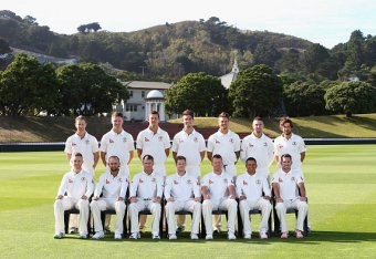 WELLINGTON, NEW ZEALAND - FEBRUARY 11: The Australian Test Squad pose for a team photo during an Australian nets session at Basin Reserve on February 11, 2016 in Wellington, New Zealand.  (Photo by Ryan Pierse/Getty Images)