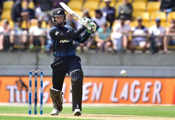 Martin Guptill of New Zealand plays a shot during the 2nd one-day international cricket match between New Zealand and Australia at Westpac Stadium in Wellington on February 6, 2016.   AFP PHOTO / MARTY MELVILLE / AFP / Marty Melville        (Photo credit 