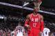PORTLAND, OR - FEBRUARY 10: Dwight Howard #12 of the Houston Rockets looks on during the game against the Portland Trail Blazers on February 10, 2016 at the Moda Center in Portland, Oregon. NOTE TO USER: User expressly acknowledges and agrees that, by do
