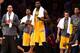 LOS ANGELES, CA - OCTOBER 28: (L-R) Robert Sacre #50, Nick Young #0, Roy Hibbert #17 and Marcelo Huertas #9 of the Los Angeles Lakers watch play during a 112-111 loss to the Minnesota Timberwolves at Staples Center on October 28, 2015 in Los Angeles, Cal