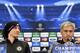 Chelsea's Brazilian defender David Luiz (L) and Chelsea's Portuguese manager Jose Mourinho attend a press conference on the eve of the UEFA Champions League semi-final first leg football match Atletico de Madrid vs Chelsea at Vicente Calderon stadium in M