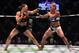 MELBOURNE, AUSTRALIA - NOVEMBER 15: (L-R) Ronda Rousey faces Holly Holm in their UFC women's bantamweight championship bout during the UFC 193 event at Etihad Stadium on November 15, 2015 in Melbourne, Australia. (Photo by Jeff Bottari/Zuffa LLC/Zuffa LL