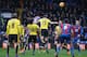 Emmanuel Adebayor heads in Crystal Palace's equaliser against Watford. Sadly for the new Eagles player, his side would lose 2-1.