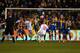 SHREWSBURY, ENGLAND - FEBRUARY 22 : Juan Mata of Manchester United scores to make it 0-2 during the Emirates FA Cup match between Shrewsbury Town and Manchester United at New Meadow on February 22, 2016 in Shrewsbury, England. (Photo by Catherine Ivill