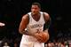 NEW YORK, NY - FEBRUARY 08: Joe Johnson #7 of the Brooklyn Nets in action against the Denver Nuggets at the Barclays Center on February 8, 2016 in Brooklyn borough of New York City. NOTE TO USER: User expressly acknowledges and agrees that, by downloadin
