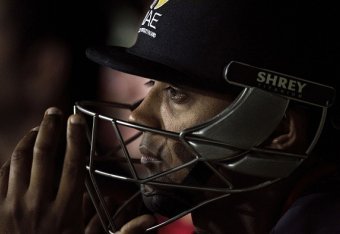 UAE's batsman Amjad Javed looks on during a Cricket World Cup Pool B match between South Africa and the United Arab Emirates at Wellington Regional Stadium in Wellington on March 12, 2015. AFP PHOTO / MARTY MELVILLE (Photo credit should read Marty