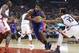 Jan 30, 2016; Toronto, Ontario, CAN; Detroit Pistons center Andre Drummond (0) goes to the basket as Toronto Raptors guard DeMar DeRozan (10) defends at Air Canada Centre. The Raptors beat the Pistons 111-107. Mandatory Credit: Tom Szczerbowski-USA TODAY