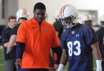 Auburn WR coach Kodi Burns and WR Ryan Davis