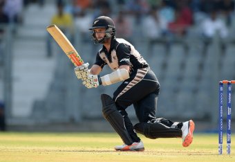 MUMBAI, INDIA - MARCH 12:  Kane Williamson of New Zealand bats during the ICC Twenty20 World Cup warm up match between New Zealand and England at Wankhede Stadium on March 12, 2016 in Mumbai, India.  (Photo by Gareth Copley/Getty Images,)
