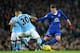 MANCHESTER, ENGLAND - JANUARY 27: Nicolas Otamendi of Manchester City and John Stones of Everton compete for the ball during the Capital One Cup Semi Final, second leg match between Manchester City and Everton at the Etihad Stadium on January 27, 2016 in