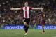 Athletic Bilbao's forward Aritz Aduriz celebrates his goal during the Spanish Supercup second-leg football match FC Barcelona vs Athletic club Bilbao at the Camp Nou stadium in Barcelona on August 17, 2015. AFP PHOTO / JOSEP LAGO (Photo credit shou