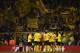 LONDON, ENGLAND - MARCH 17: Borussia Dortmund celebrate victory with their fans after the UEFA Europa League round of 16, second leg match between Tottenham Hotspur and Borussia Dortmund at White Hart Lane on March 17, 2016 in London, England. (Photo by