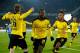 DORTMUND, GERMANY - FEBRUARY 28: Adrian Ramos (C) of Borussia Dortmund celebrates with Lukasz Piszczek (L) and Pierre-Emerick Aubameyang (R) after scoring his team's second goal during the Bundesliga match between Borussia Dortmund and 1899 Hoffenheim at