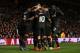 MANCHESTER, ENGLAND - MARCH 17: Philippe Coutinho of Liverpool celebrates scoring his team's first goal with his team-mates during the UEFA Europa League Round of 16 Second Leg match between Manchester United and Liverpool at Old Trafford on March 17, 20