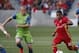 Mar 12, 2016; Sandy, UT, USA; Real Salt Lake forward Joao Plata (10) plays the ball against the Seattle Sounders midfielder Osvaldo Alonso (6) in the first half at Rio Tinto Stadium. Mandatory Credit: Jeff Swinger-USA TODAY Sports