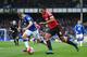Martial makes life difficult for Coleman at Goodison Park.