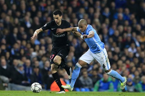 Manchester, UK. 12th Apr, 2016. Gregory van der Wiel (PSG) Football/Soccer  : Gregory van der Wiel of Paris Saint-Germain during the UEFA Champions  League Quarter-final 2nd leg match between Manchester City and