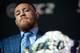 LAS VEGAS, NV - MARCH 3: UFC featherweight champion Conor McGregor speaks to the media during the UFC 196 Press Conference at David Copperfield Theater in the MGM Grand Hotel/Casino on March 3, 2016 in Las Vegas, Nevada. (Photo by Brandon Magnus/Zuffa L