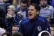 TORONTO, ON - DECEMBER 22: Dallas Mavericks Owner Mark Cuban shouts from the bench during an NBA game against the Toronto Raptors at the Air Canada Centre on December 22, 2015 in Toronto, Ontario, Canada. NOTE TO USER: User expressly acknowledges and ag