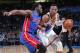 OKLAHOMA CITY, OK - NOVEMBER 27: Russell Westbrook #0 of the Oklahoma City Thunder drives to the basket while guarded by Reggie Jackson #1 of the Detroit Pistons on November 27, 2015 at the Chesapeake Energy Arena in Oklahoma City, Oklahoma. NOTE TO USER