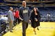 LOS ANGELES, CA - APRIL 13: Kobe Bryant #24 of the Los Angeles Lakers and his wife Vanessa Bryant walk onto the court after the game against the Utah Jazz on April 13, 2016 at Staples Center in Los Angeles, California. NOTE TO USER: User expressly acknow