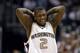 Nate Robinson of Washington grimaces after picking up his fourth foul during 66-63 victory over Stanford in the Pacific Life Pac-10 Tournament men's basketball semifinals at the Staples Center in Los Angeles, California on Friday, March 11, 2005. (Photo